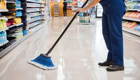 Professional retail cleaning – sparkling clean shop entrance and displays